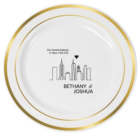 We Love New York City Premium Banded Plastic Plates